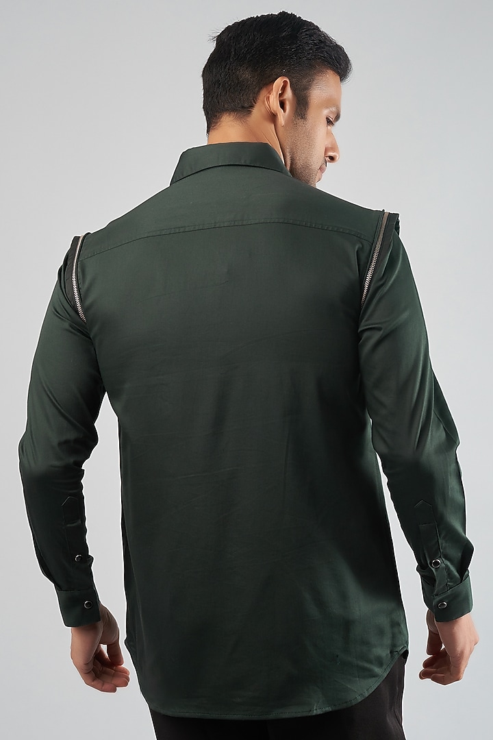 Dark Green Cotton Blend Party Wear Shirt by ECHKE Men at Pernia's Pop Up Shop