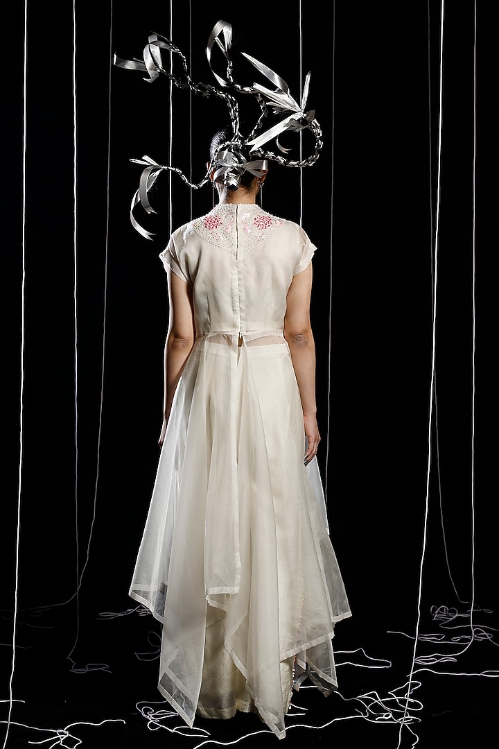 Ivory Mysore Silk & Organza Pant Set by eclat by Prerika at Pernia's Pop Up Shop