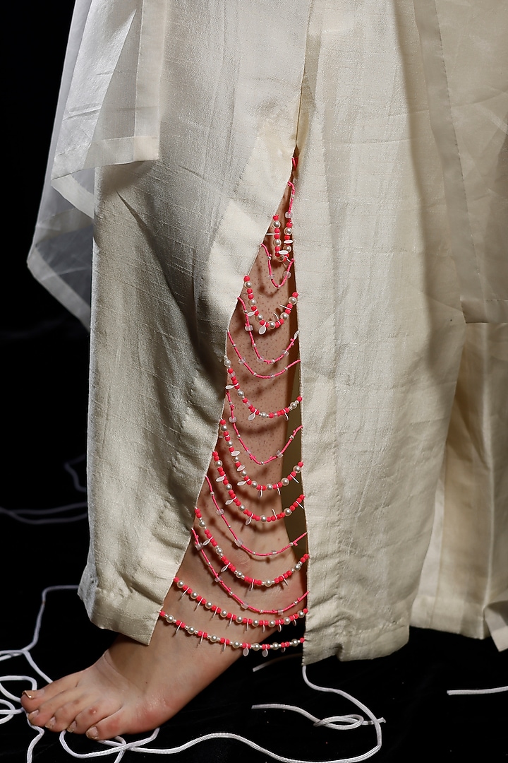 Ivory Mysore Silk & Organza Pant Set by eclat by Prerika at Pernia's Pop Up Shop
