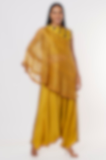 Yellow Draped Pant Set by eclat by Prerika