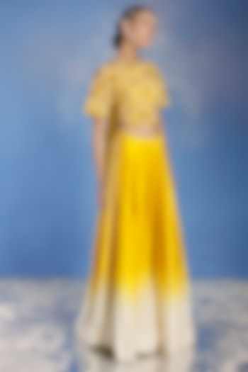 Yellow Ombre Embroidered Gharara Set by eclat by Prerika at Pernia's Pop Up Shop