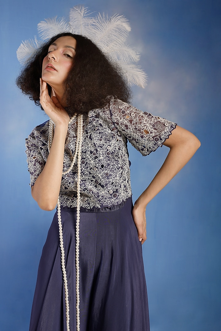 Purple Jumpsuit With Embroidered Jacket by eclat by Prerika at Pernia's Pop Up Shop