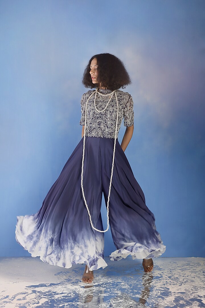 Purple Jumpsuit With Embroidered Jacket by eclat by Prerika at Pernia's Pop Up Shop