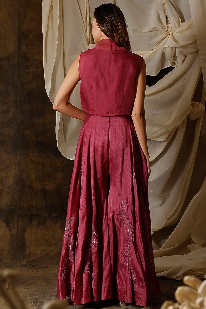 Berry Embroidered Jumpsuit With Jacket by eclat by Prerika at Pernia's Pop Up Shop