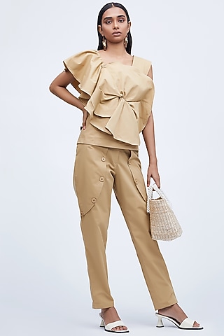 Beige Top WIth Round Frills by Echo Studio