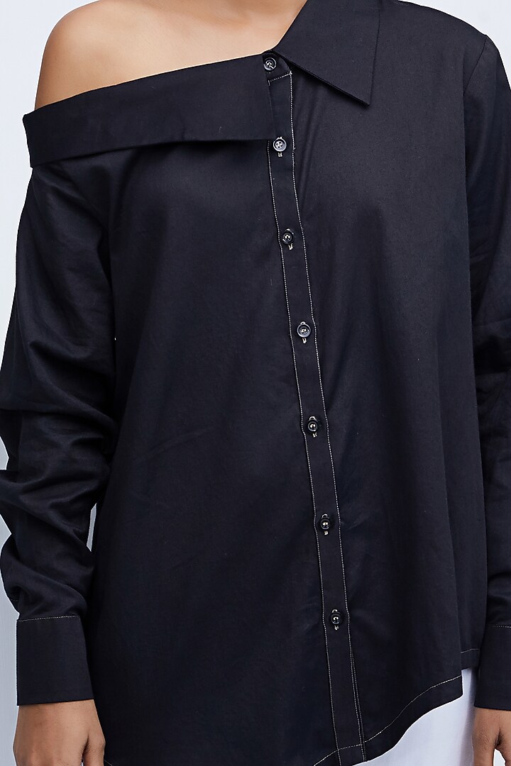 Black Shirt With Collared Off Shoulder by Echo Studio at Pernia's Pop Up Shop