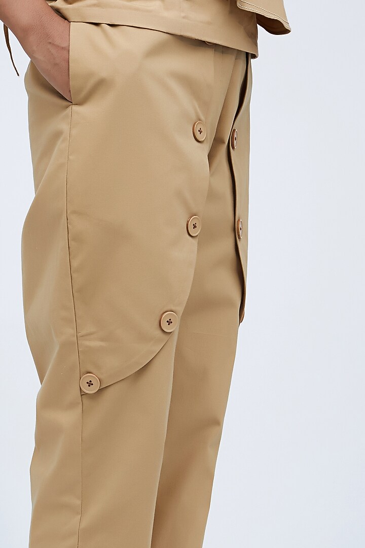 Beige Eched Pants With Pockets by Echo Studio at Pernia's Pop Up Shop