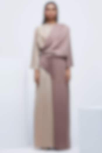 Brown Layered Jumpsuit With Pleats by Echo
