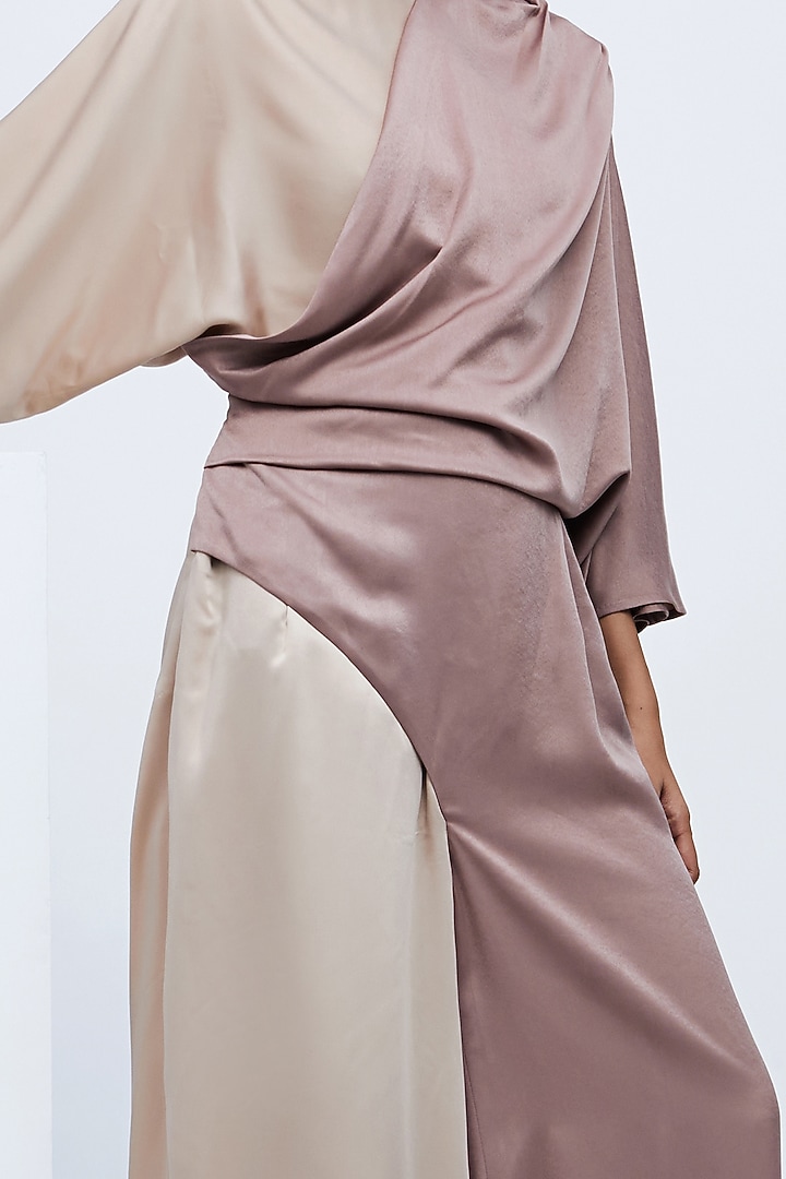 Brown Layered Jumpsuit With Pleats by Echo Studio at Pernia's Pop Up Shop