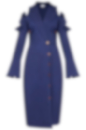 Navy blue front open trench dress available only at Pernia's Pop Up Shop.