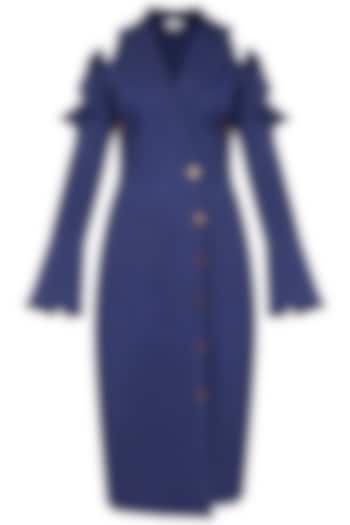 Navy blue front open trench dress by ECHO