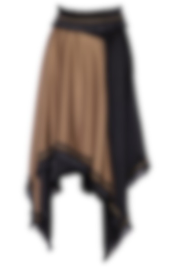 Brown and black asymmetrical carpet skirt by ECHO