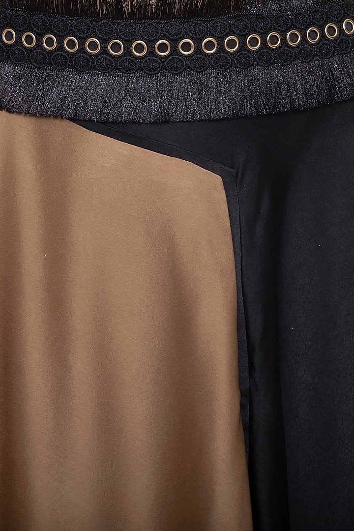 Brown and black asymmetrical carpet skirt available only at Pernia's Pop Up Shop.