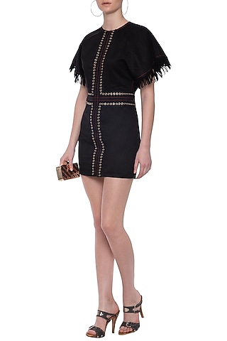 Black lace and threadwork dress by Echo Studio