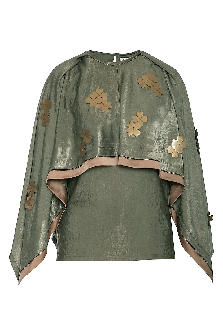Green embellished cape top by ECHO
