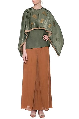 Green embellished cape top by Echo Studio