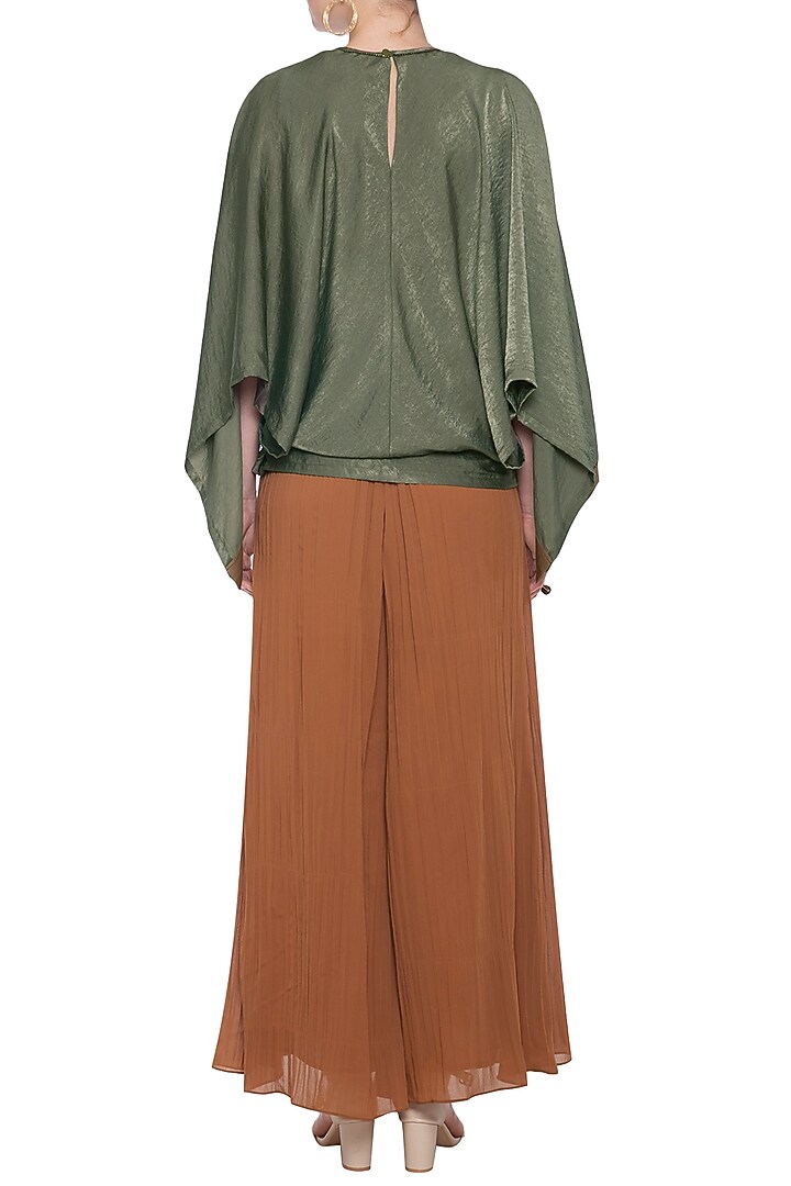 Green embellished cape top available only at Pernia's Pop Up Shop.