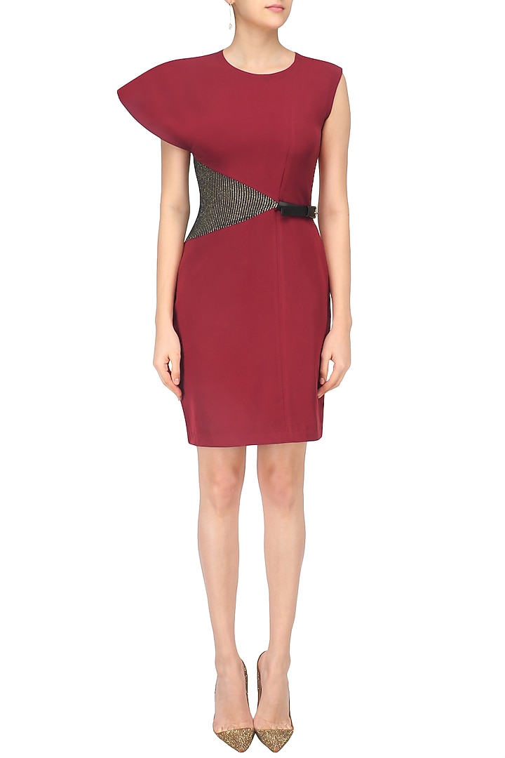 Maroon Single Sleeve Dress available only at Pernia's Pop Up Shop.