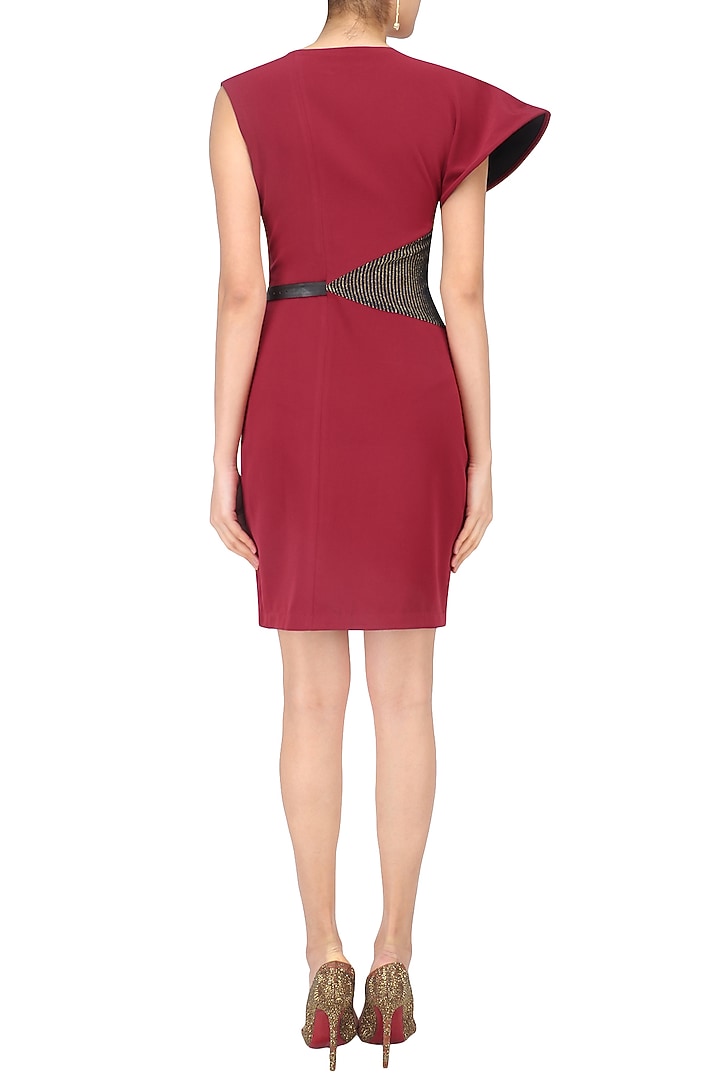Maroon Single Sleeve Dress available only at Pernia's Pop Up Shop.