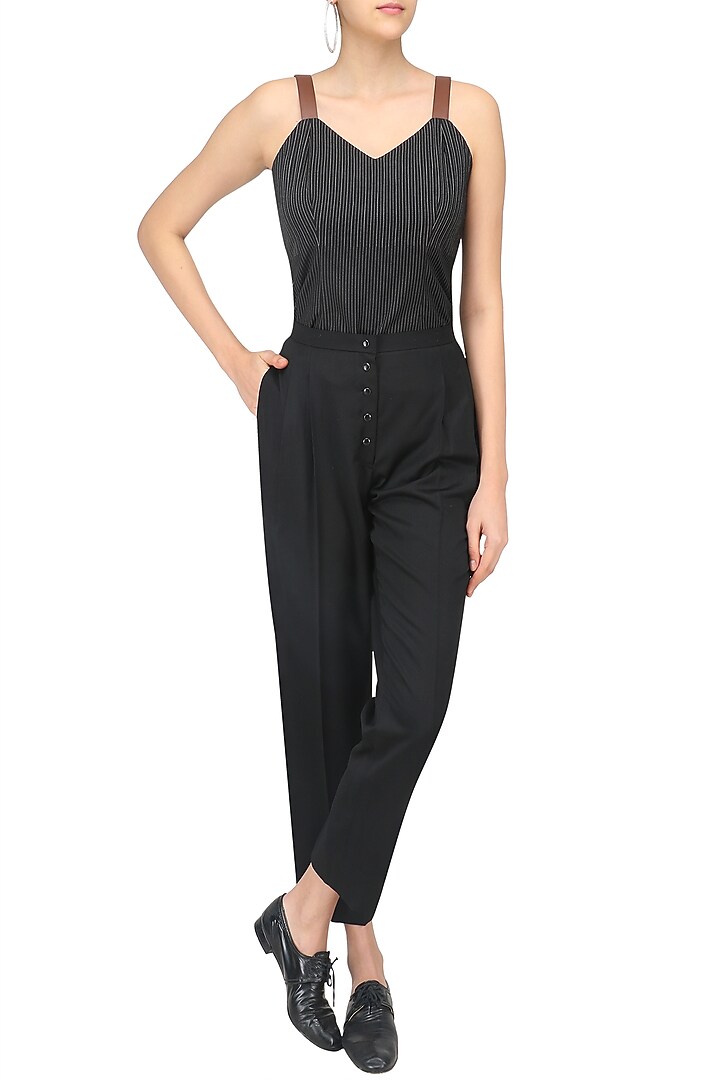 Black Button down trousers available only at Pernia's Pop Up Shop.