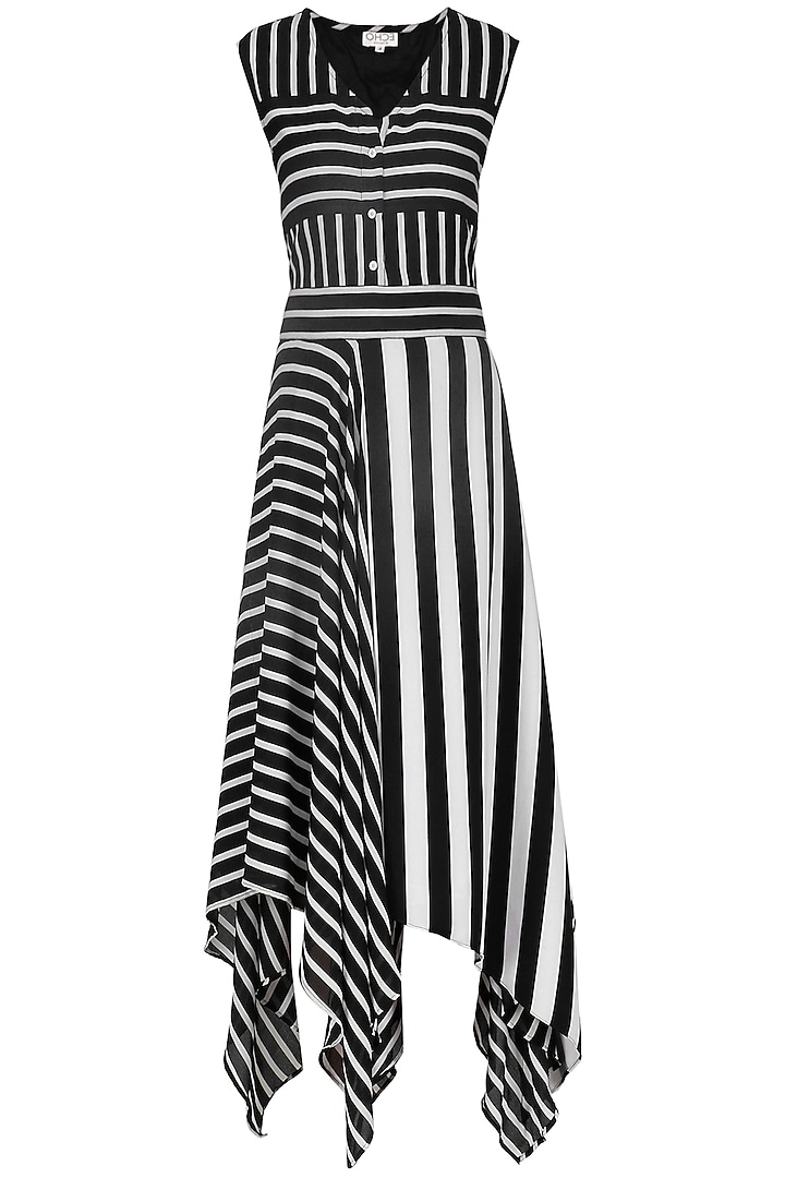 Black and White Striped Hankerchief Dress by Echo