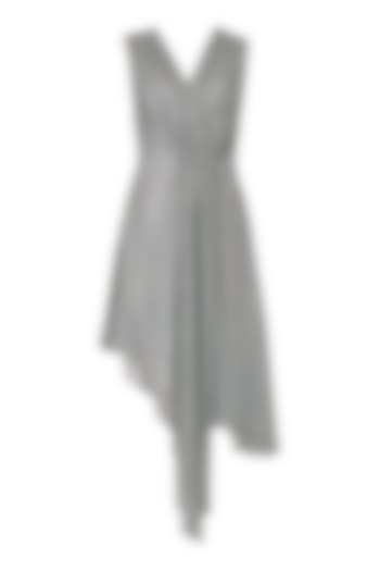 Silver Asymmetrical Drape Dress by Echo