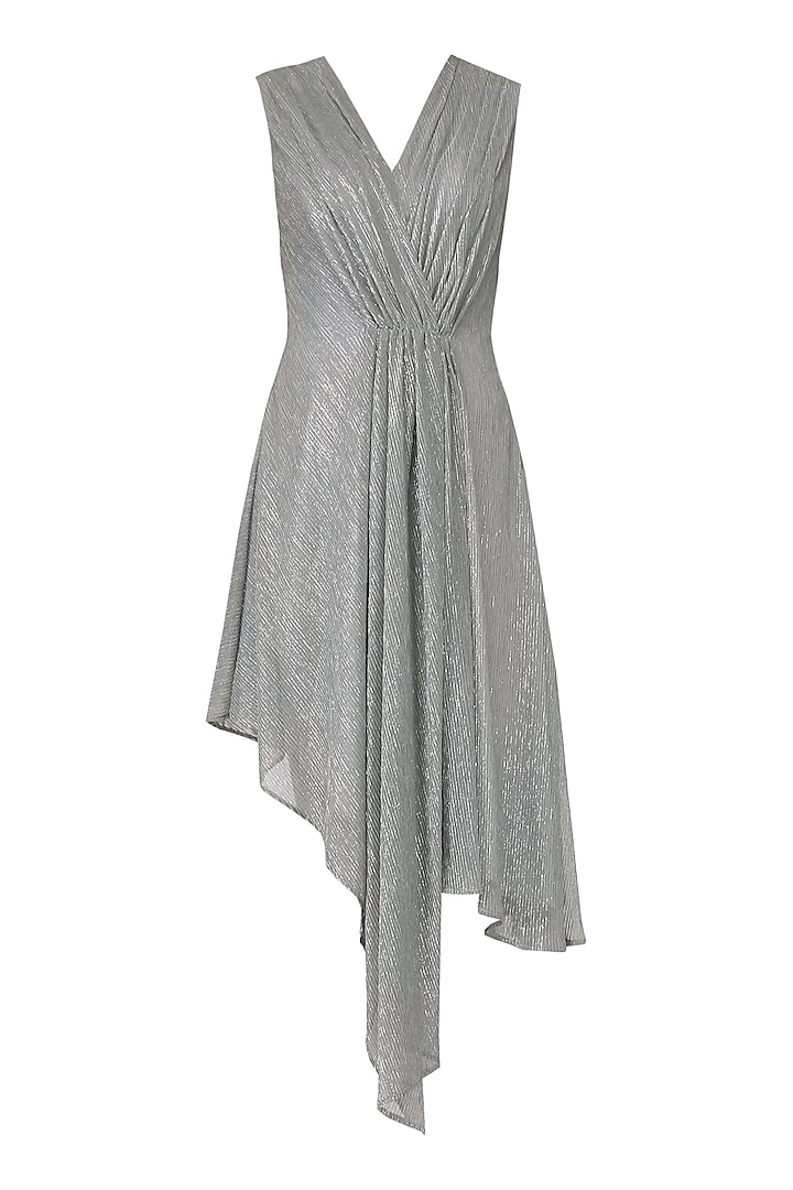 Silver Asymmetrical Drape Dress by Echo