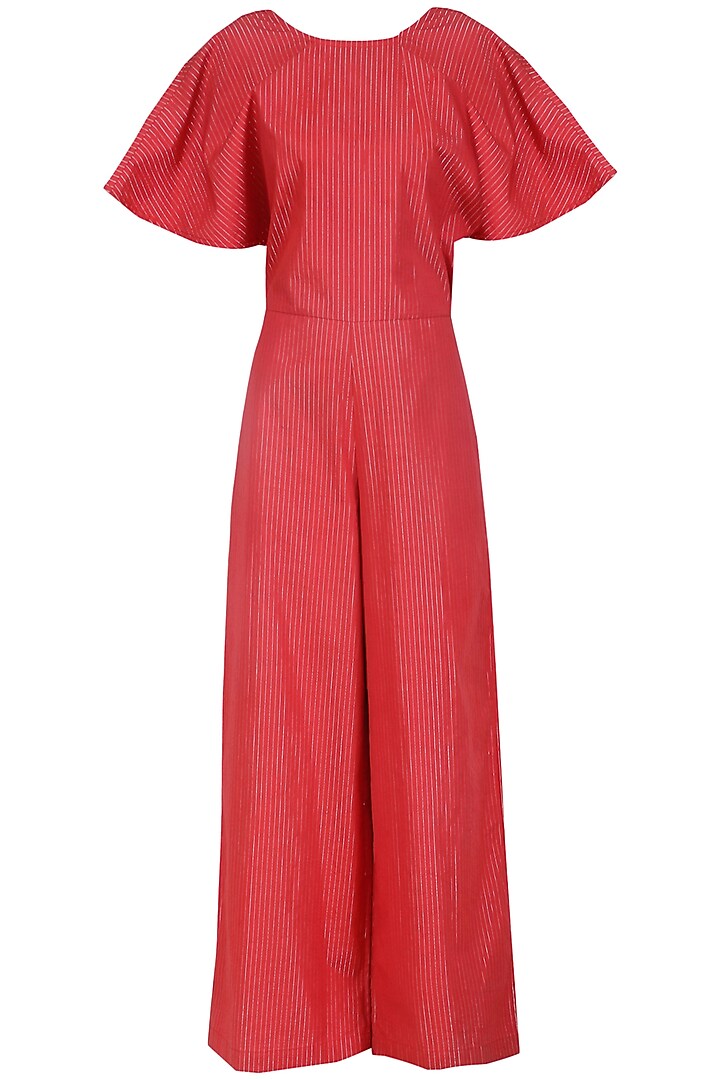 Red Drape Sleeves Jumpsuit by Echo