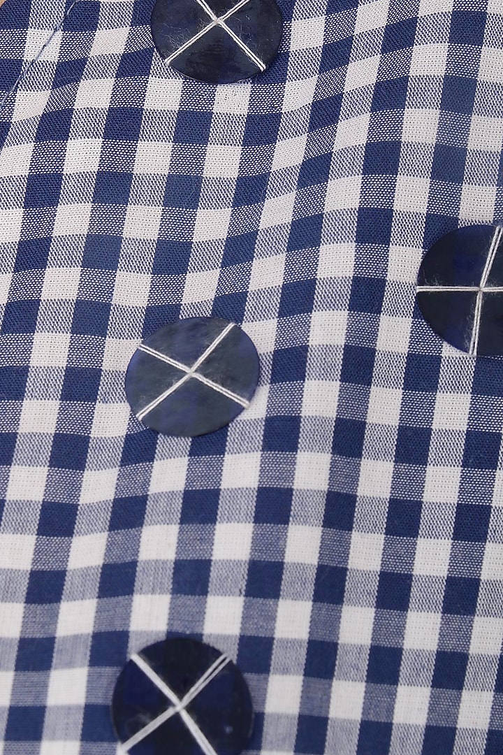 Blue and white gingham checked wrap top available only at Pernia's Pop Up Shop.