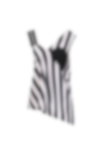 Black and White Striped Asymmetrical Top by Echo