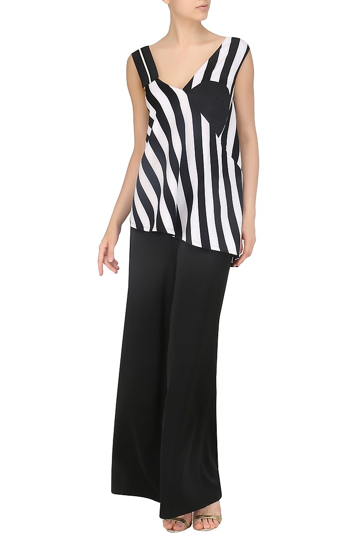 Black and white striped asymmetrical top available only at Pernia's Pop Up Shop.