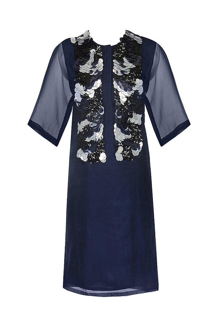 Navy blue sequins embroidered dress available only at Pernia's Pop Up Shop.
