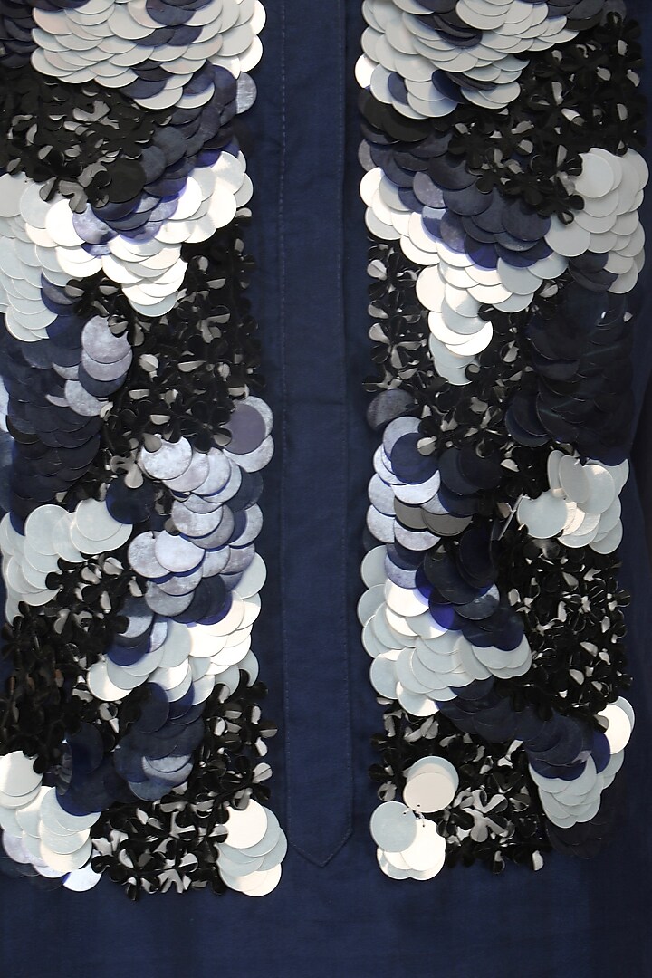Navy blue sequins embroidered dress available only at Pernia's Pop Up Shop.