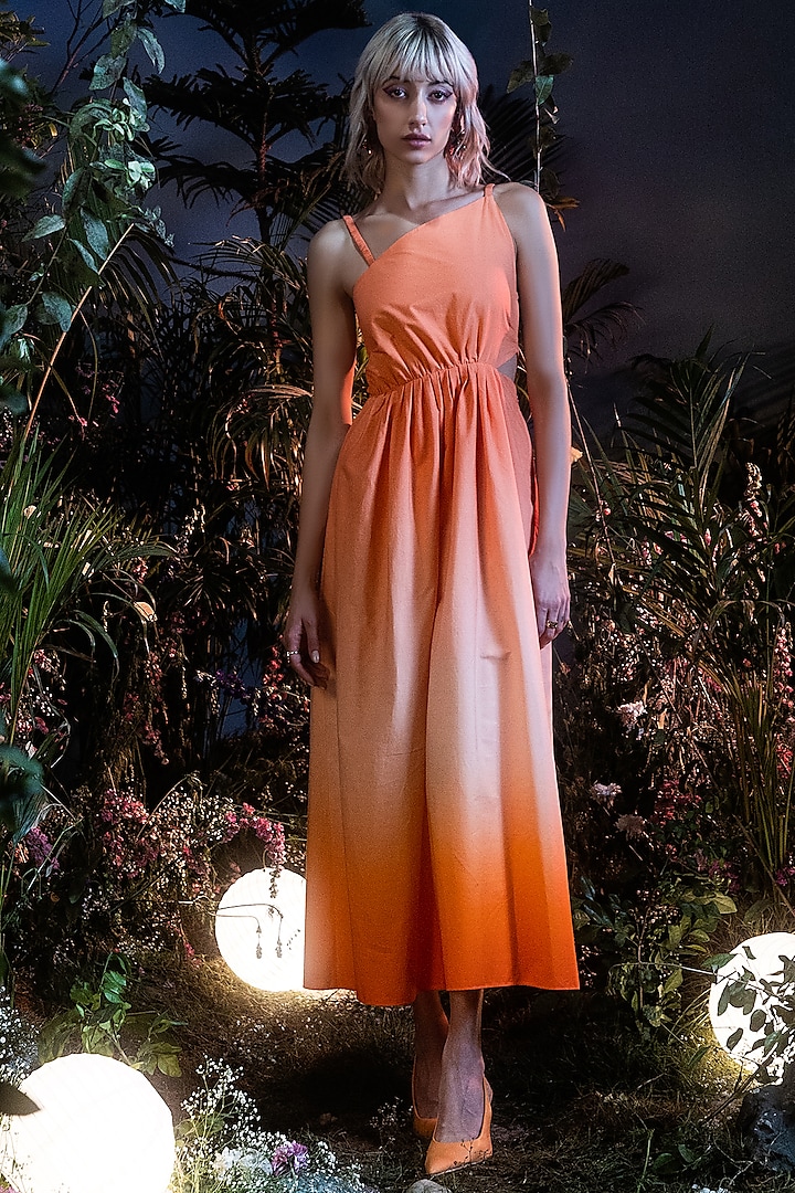 Orange Cotton Dress by HOUSE OF EDA