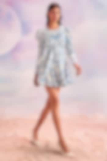 Sail Blue Viscose Mini Summer Dress by HOUSE OF EDA at Pernia's Pop Up Shop