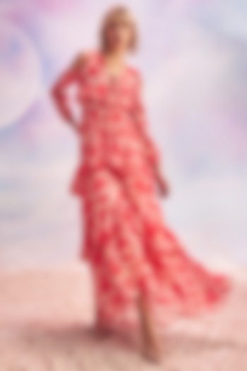 Arizona Red Viscose Maxi Vacation Dress by HOUSE OF EDA at Pernia's Pop Up Shop