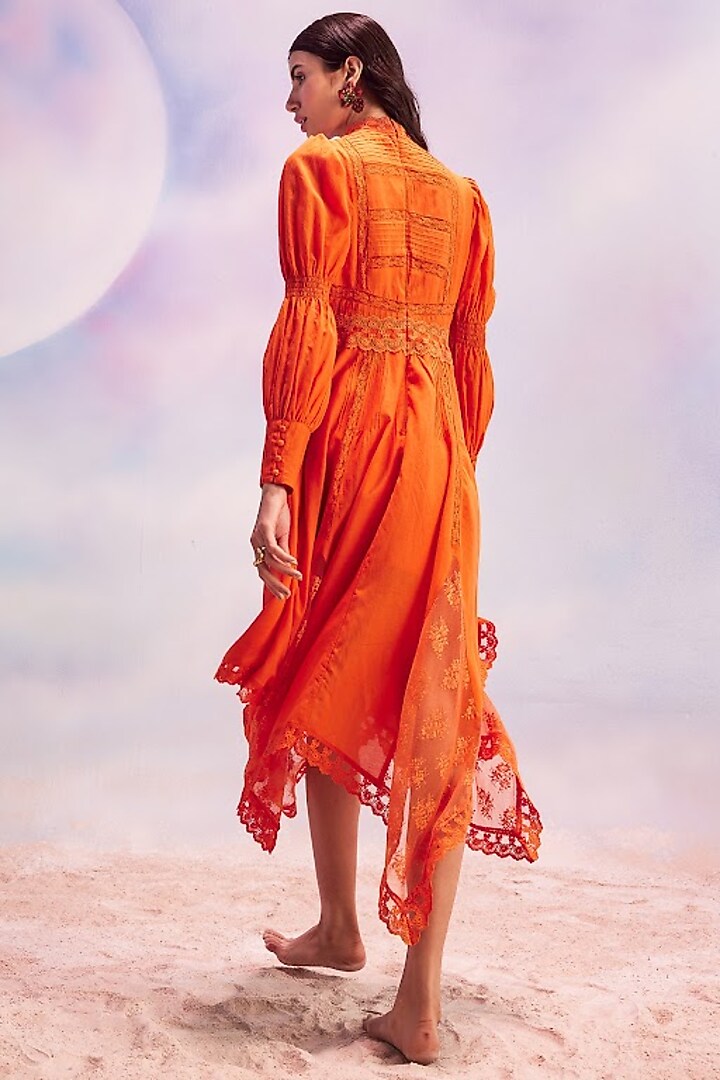 orange silk midi dress Orange Satin Midi Dress