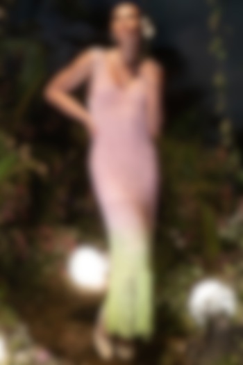 Horizon Pink Cotton Hand-Knitted Maxi Summer Dress by HOUSE OF EDA at Pernia's Pop Up Shop