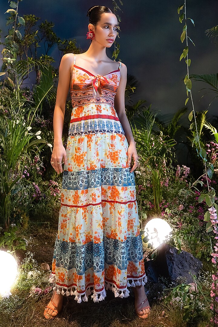 Multi-Colored Cotton Printed Maxi Summer Dress by HOUSE OF EDA at Pernia's Pop Up Shop