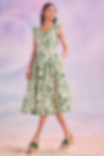 Arizona Green Supema Cotton Midi Dress by HOUSE OF EDA
