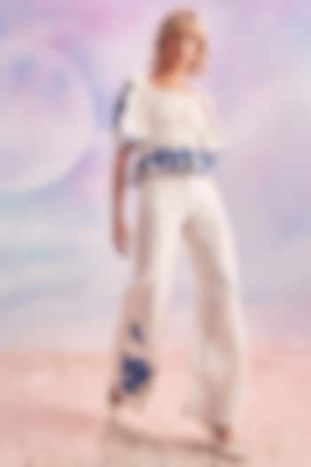 Ivory Linen Embroidered Co-Ord Set by HOUSE OF EDA at Pernia's Pop Up Shop