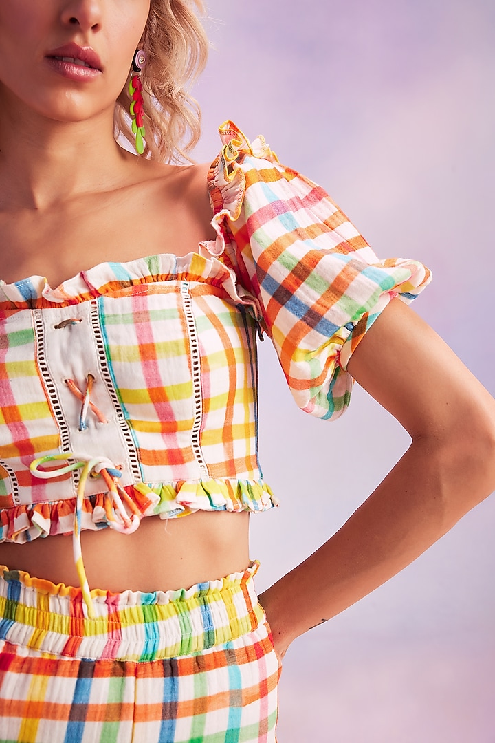 Multi-Colored Cotton Checks Printed Co-Ord Set by HOUSE OF EDA at Pernia's Pop Up Shop
