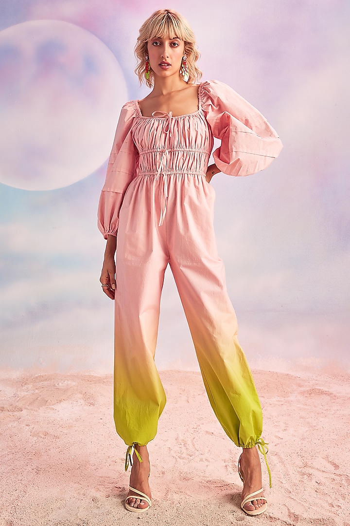 Pink Cotton Jumpsuit by HOUSE OF EDA