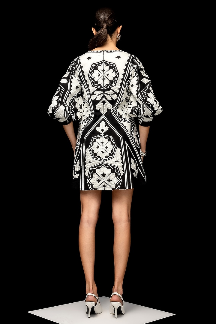 Black & White Linen Mini Vacation Dress by HOUSE OF EDA at Pernia's Pop Up Shop