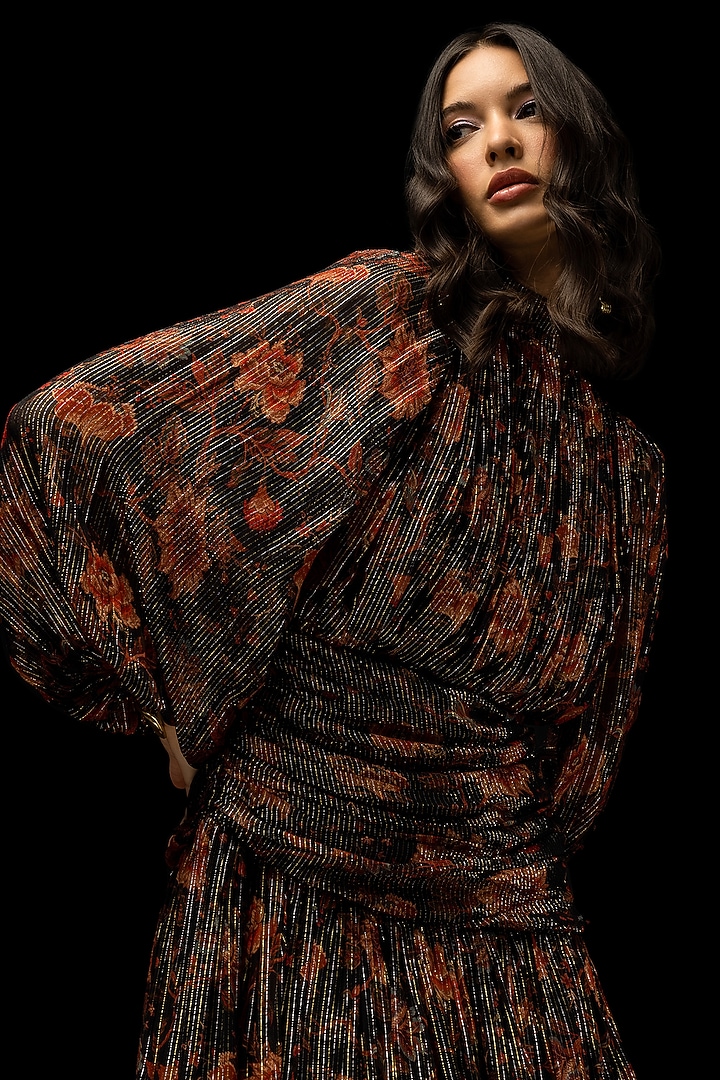 Black Viscose Printed Mini Summer Dress by HOUSE OF EDA at Pernia's Pop Up Shop