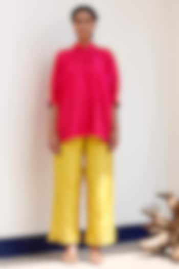 Pink Pure Silk Embroidered Loose Kurta Set by EEDA at Pernia's Pop Up Shop