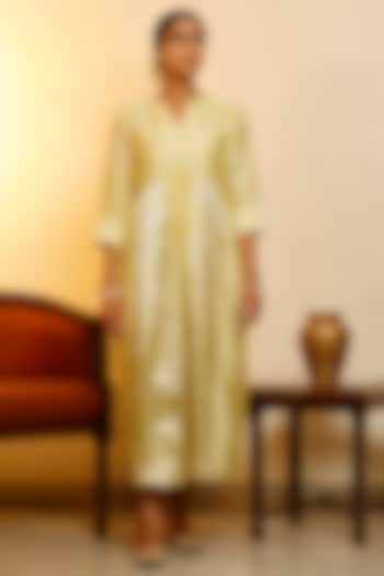 Yellow Chiniya Silk Vacation Dress by EEDA at Pernia's Pop Up Shop