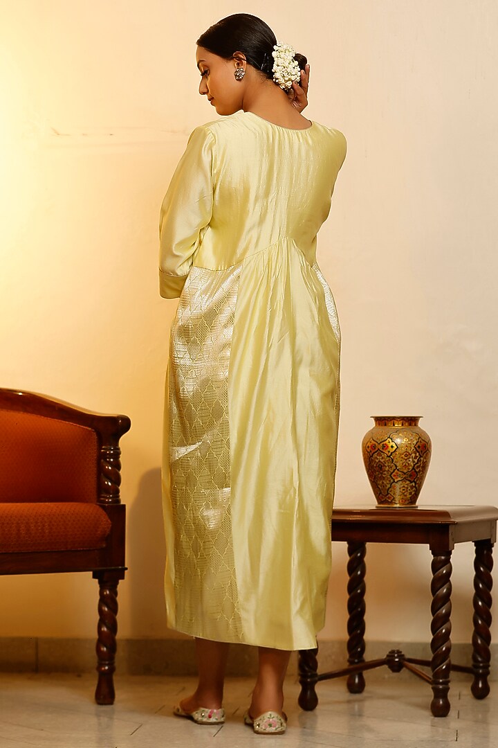 Yellow Chiniya Silk Vacation Dress by EEDA at Pernia's Pop Up Shop