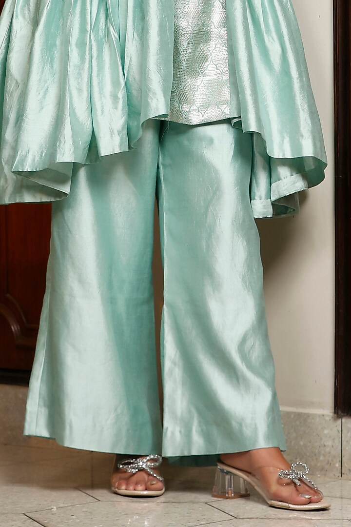Blue Silk Organza Kurta Set by EEDA at Pernia's Pop Up Shop