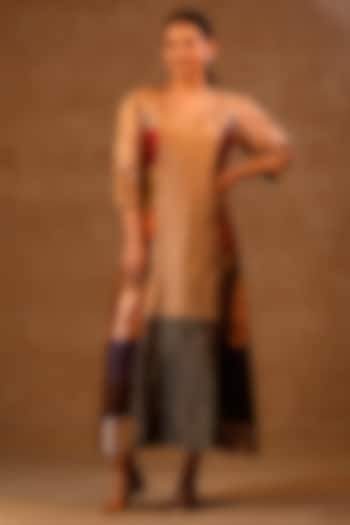 Multi-Colored Metallic Silk Tissue Zari Striped Vacation Dress by EEDA at Pernia's Pop Up Shop